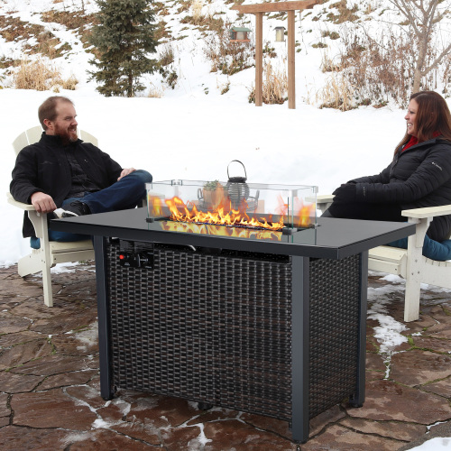 Rattan Propane Outdoor Fire Pit Table