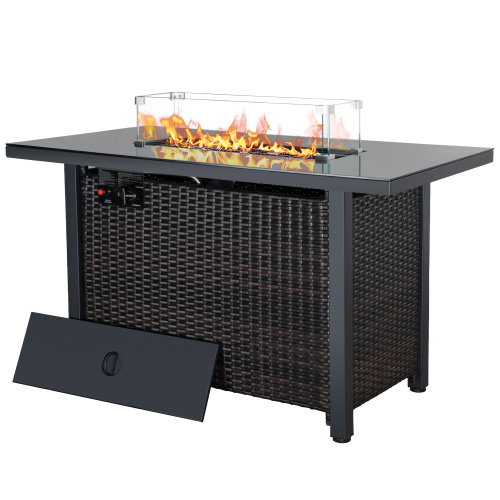 Rattan Propane Outdoor Fire Pit Table