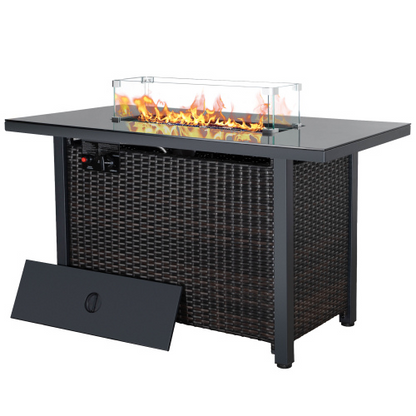 Rattan Propane Outdoor Fire Pit Table