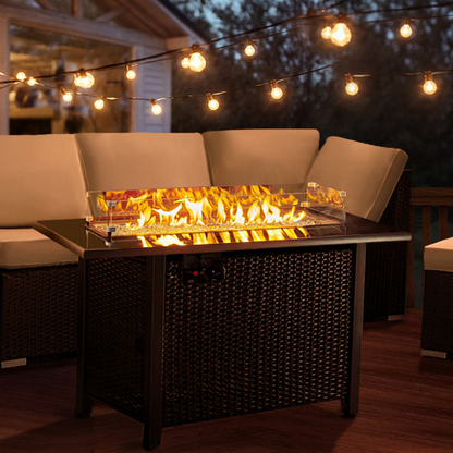Rattan Propane Outdoor Fire Pit Table