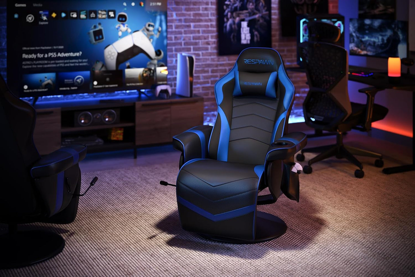 Gaming Recliner With Adjustable Leg Rest Cupholder